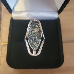 Sterling Abalone Turquoise Flip Ring Size 8 Mexico 925